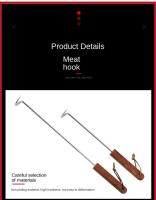 Nuevo Gancho giratorio de carne de acero inoxidable para barbacoa con mango de madera, gancho para carne, gancho para aleta de comida, fácil de limpiar - details 6