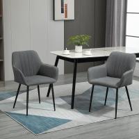 Pack de 2 Sillas de Comedor Sillas Decorativas Tapizadas en Lino Sillas de Cocina con Respaldo Reposabrazos y Patas de Metal para Salón 59,5x56,5x81 cm - details 11