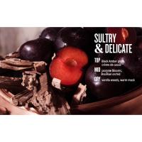 Notes of black amber plum, jasmine blooms and vanilla woods