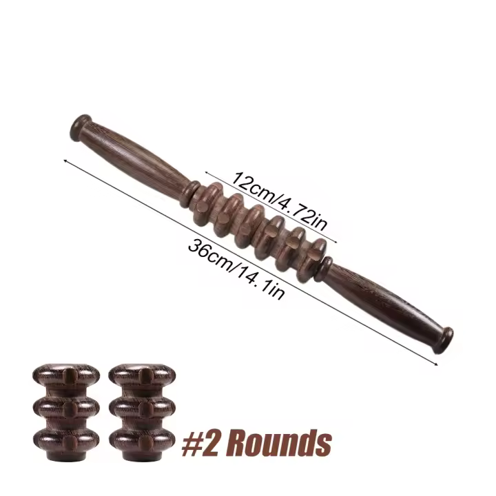Rodillo muscular de madera con puntos de disparo, masajeador muscular corporal para pierna trasera, alivia el dolor muscular - 1