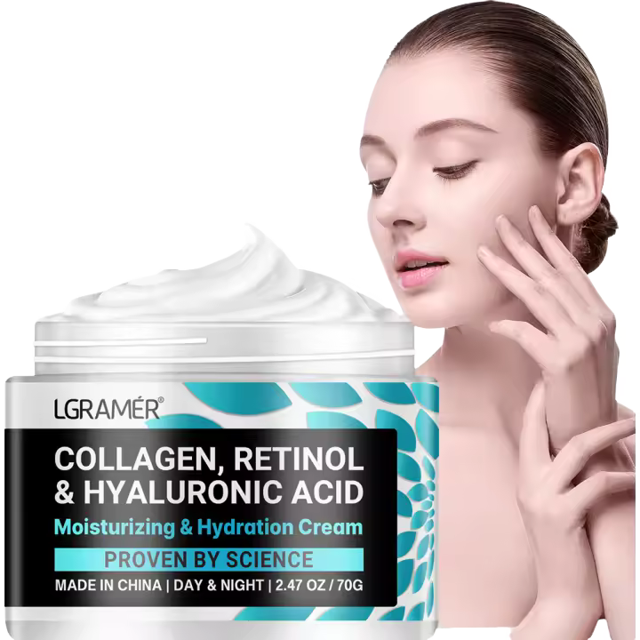 Crema de colágeno para rostro con retinol y ácido hialurónico hidratante que mejora la elasticidad de la piel y consigue un tono de piel uniforme - 1