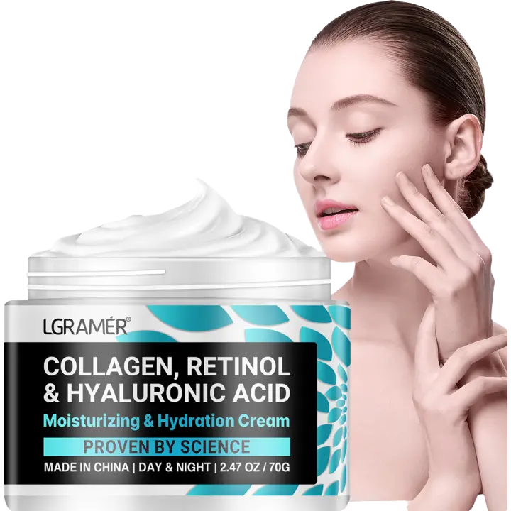 Crema de colágeno para rostro con retinol y ácido hialurónico hidratante que mejora la elasticidad de la piel y consigue un tono de piel uniforme - 1