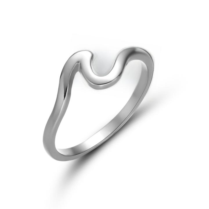 Silver Color Irregular Wave Rings Fashion Simple Design Sea Wave Rings Female Trendy Finger Jewelry Rings for Women Girls Gift