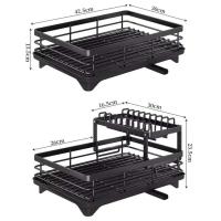 Estante para secar platos, organizador de platos de cocina ajustable con escurridor sobre fregadero, encimera, soporte de almacenamiento de cubiertos - details 5