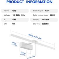Lámpara LED de Espejo 24W 1170LM Lámpara de espejo Aplique Blanco Frio 5500K Luz natural para Espejo Muebles de Maquillaje Aparato Montado en la Pared, Negro, 80CM - details 19
