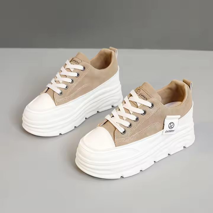 Zapatos de Plataforma Oculto de Tacón para Mujer Otoño 2024 Zapatos Transpirables para Estudiantes a Todo Uso con Color Matcheo - 1
