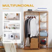 Bambúpara Ropa Estante 6 Niveles, Varilla Colgante, Tamaño 90x30x145 cm, Natural para Sala de Estar, Dormitorio, Entrada - details 3