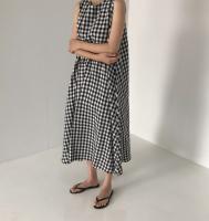 REALEFT-vestidos Vintage a cuadros para mujer, vestidos sin mangas de cintura alta, cuello redondo, sin mangas, informal, holgado, corte en A, verano 2024 - details 4