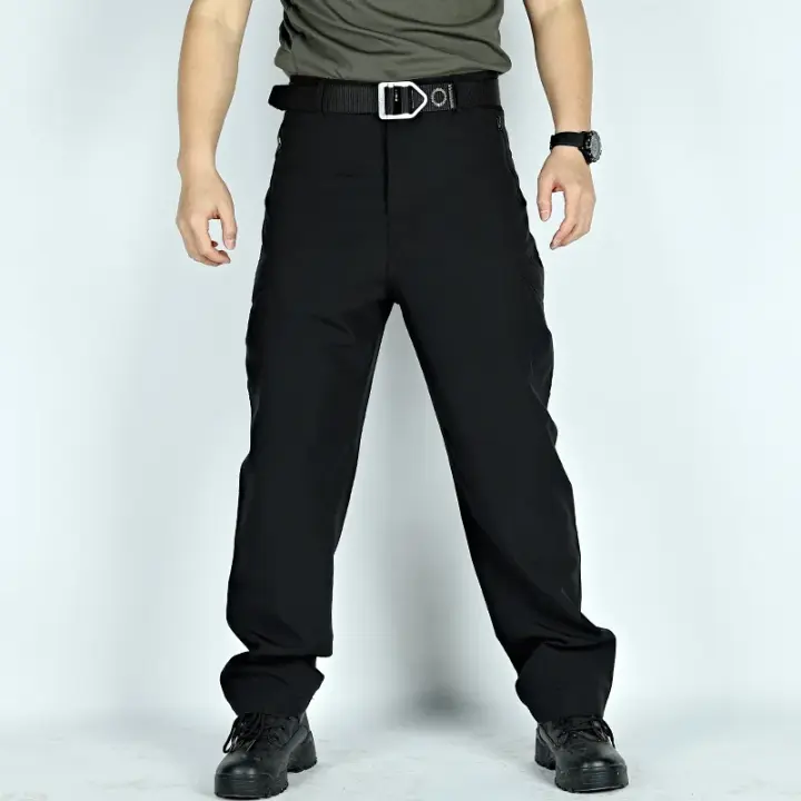 Pantalón ligero de hombre, pantalón de trabajo de montañismo con cintura elástica para acampar al aire libre. - 1