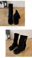 Botas extraíbles de dos usos, botas altas de mujer con punta cuadrada francesa, hebilla de cinturón, pantalones, botas delgadas retro, botas largas y frescas. - details 13