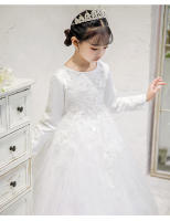 Vestido de niña para otoño/invierno, estilo princesa, largo, con flores, para boda, fiesta, piano. - details 13