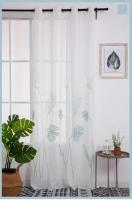Cortina de costura transparente con hoja de monstruo de poliéster bordada 150x260cm - details 2