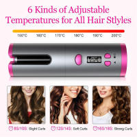 Set de Rizos sin Cable Automático Rotativo Hierro de Rizos Ajustable de Temperatura con Pantalla LED Herramienta de Estilismo de Belleza - details 3