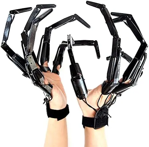 Extensiones de dedos articuladas para Halloween, marionetas de dedo de mano de esqueleto Flexible, para cumpleaños, Navidad, disfraces de Cosplay, 1 par - 1
