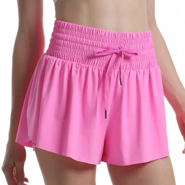 Yoga deportes pantalones cortos de cintura alta para mujeres Fitness elástico correr entrenamiento gimnasio ejercicio mujer ciclismo falda blanca pantalones cortos ropa deportiva - 1