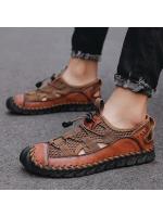 Gran oferta de sandalias de verano para hombre, sandalias de playa antideslizantes para exteriores para hombre, zapatos de cuero genuino hechos a mano para hombre, zapatillas deportivas de moda para hombre - details 2