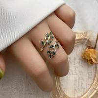 Anillo de Envoltura Elegante Zirconia Inlaid con Patrón de Hoja de Esmeralda - details 0