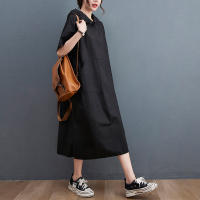 Elegante Vestido Oversize de Verano Manga Corta, Ajuste Suelto, Moda Vintage Negro para Mujeres - details 10