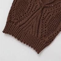 PB & ZA 2025 slim fit jacquard malla tejida con cuello en V tirantes cortos casual simple tops novedad de verano ropa de mujer - details 9