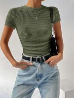 Camisa de manga corta tejida, Tops, Camisas, Ropa de mujer, Y2K, Regalos para mujeres - details 7
