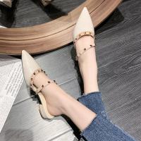 Zapatillas de tacón grueso estilo francés con media cabeza para mujer, verano 2025, nuevas, frescas, casuales, con falda de hadas. - details 3