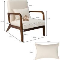 Silla Moderna de Madera, Butaca de Salon con Almohada Lumbar, Almohadillas de Fieltro Antideslizantes, Sillón de Lectura Tapizado en Tela, 79 x 65 x 77 cm (Beige) - details 6