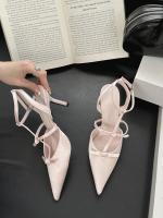 Sandalias Platas de Tacón Alto para Mujer Punta Afilada Francesa Diseño de Bolsa de lazo Viento de Cabeza Moda de Alta Noche - details 17