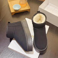 Zapatos informales cálidos de nieve de felpa corta para mujer, botas de gamuza con parte inferior plana, invierno, 2023 - details 13