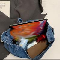 Bolso de hombro de lona vaquera, bolso Vintage con correa y hebilla, estilo callejero, Color sólido, gran capacidad, bolso de mano sencillo para estudiantes - details 6