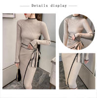 Elegante Vestido de Punto con Cordones Moda de Oficina para Mujeres en Otoño-Invierno - details 2