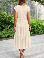 2025 Primavera/Verano TEMU nuevo vestido de manga voladora con cuello en V para mujer - details 4