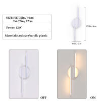 Goeco Lámpara de Pared LED Moderna 16W con Aplique para Interior en Color Blanco Material Aluminio y Silicona para Salón Dormitorio Escalera - details 1