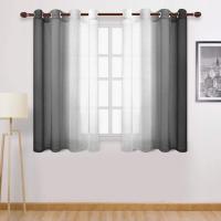 Cortinas De Ventana Gradiente Semi Transparentes Para Dormitorio Y Sala De Estar Bloqueo De Calor Sin Capa Doble Material Poliéster Modernas Con Borlas En Lado Instalación - details 3