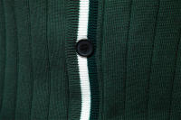 Suéter de manga larga con cuello en V para hombre, chaqueta de punto acanalada de color en contraste de moda - details 14