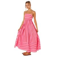 Vestido largo a rayas para mujer, ribete sin mangas con tirantes, cuello delgado, playa y fiesta, 2024 - details 30