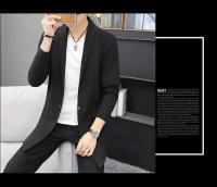 Suéter de otoño e invierno para hombre, suéter de punto, chaqueta, cárdigan largo para hombre, suéter de lana, suéter de color sólido - details 20