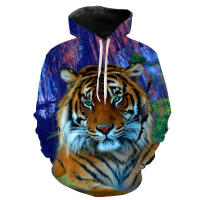 Sudadera con capucha informal para hombres y niños, con impresión digital 3D de tigre arcoíris, nueva - details 18