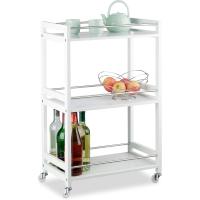 Camarera con 3 Repisas y Ruedas Giratorias, Blanco, 76,5 x 46 x 38 cm - details 8