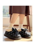 Tiendas Botines de plataforma para mujer, botines de nieve de invierno con lazo de diseñador, zapatillas mullidas para interiores, zapatos planos de casa para mujer, calzado cálido a la moda - details 7