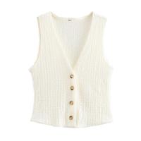 Conjunto de moda para mujer, top sin mangas de cintura alta y pantalones con botones, elegante para mujer - details 7