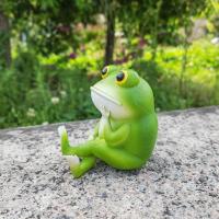 Figurita de rana divertida de dibujos animados, artesanías de resina, estatua de rana pequeña, adorno de Animal artesanal, patio de jardín al aire libre - details 2