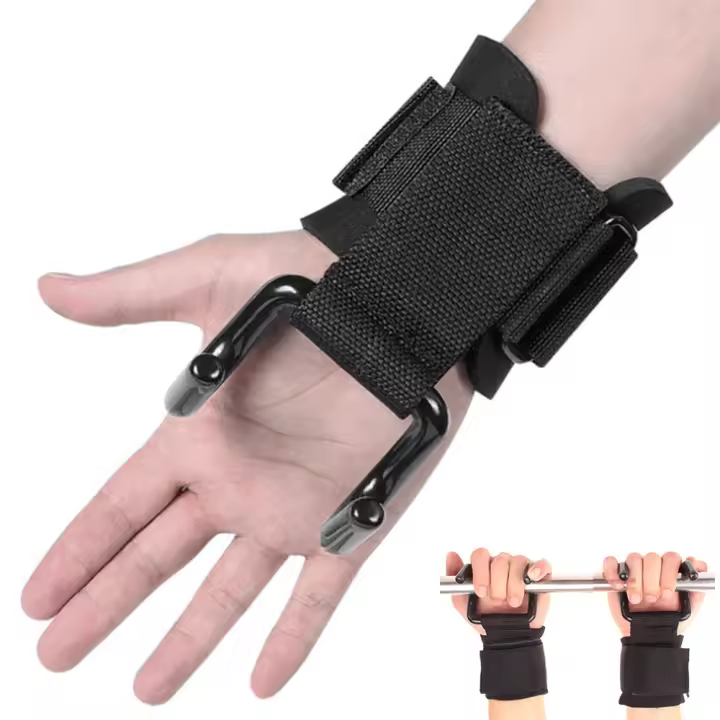 Gimnasio Fitness Ganchos de Levantamiento de Pesas Guantes de Power Lifting con Correas de Muñeca 2Pcs De China - 1
