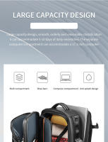 Mochila de Viaje Impermeable 17.3 pulgadas Laptop de Negocios con Bolsa para Zapatos Separada - details 3