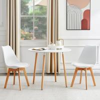 Mesa de Comedor, Estilo escandinavo Ronda Mesa y Patas de Madera de Haya, 80*72 cm, Color Blanco - details 23