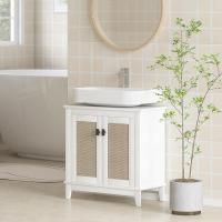 Debajo l Lavabo Pie 2 Puertas Ratán PE 2 Estantes y Sistema Antivuelco Cuarto 60x30x60 cm Blanco - details 1