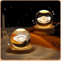Luz nocturna LED USB, lámpara Galaxy Crystal Ball, lámpara 3D planeta luna, decoración del hogar - details 1