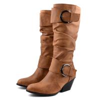 Otoño Invierno mujer tacones de cuña botas martin de cuero zapatos de plataforma casuales botas para mujer - details 3
