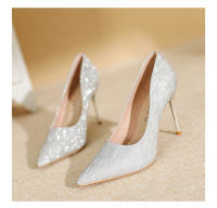 Tacones altos color champán oro y plata para mujer, primavera 2025, nuevo diseño de stiletto, estilo nicho, zapatos de boda Xiuhe, vestido de novia, dos usos. - details 5