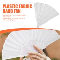 Abanico plegable de mano de tela plástica para damas y hombres blanco - details 6