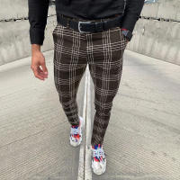 Pantalones casuales a rayas a cuadros grandes para hombres, leggings de moda - details 8